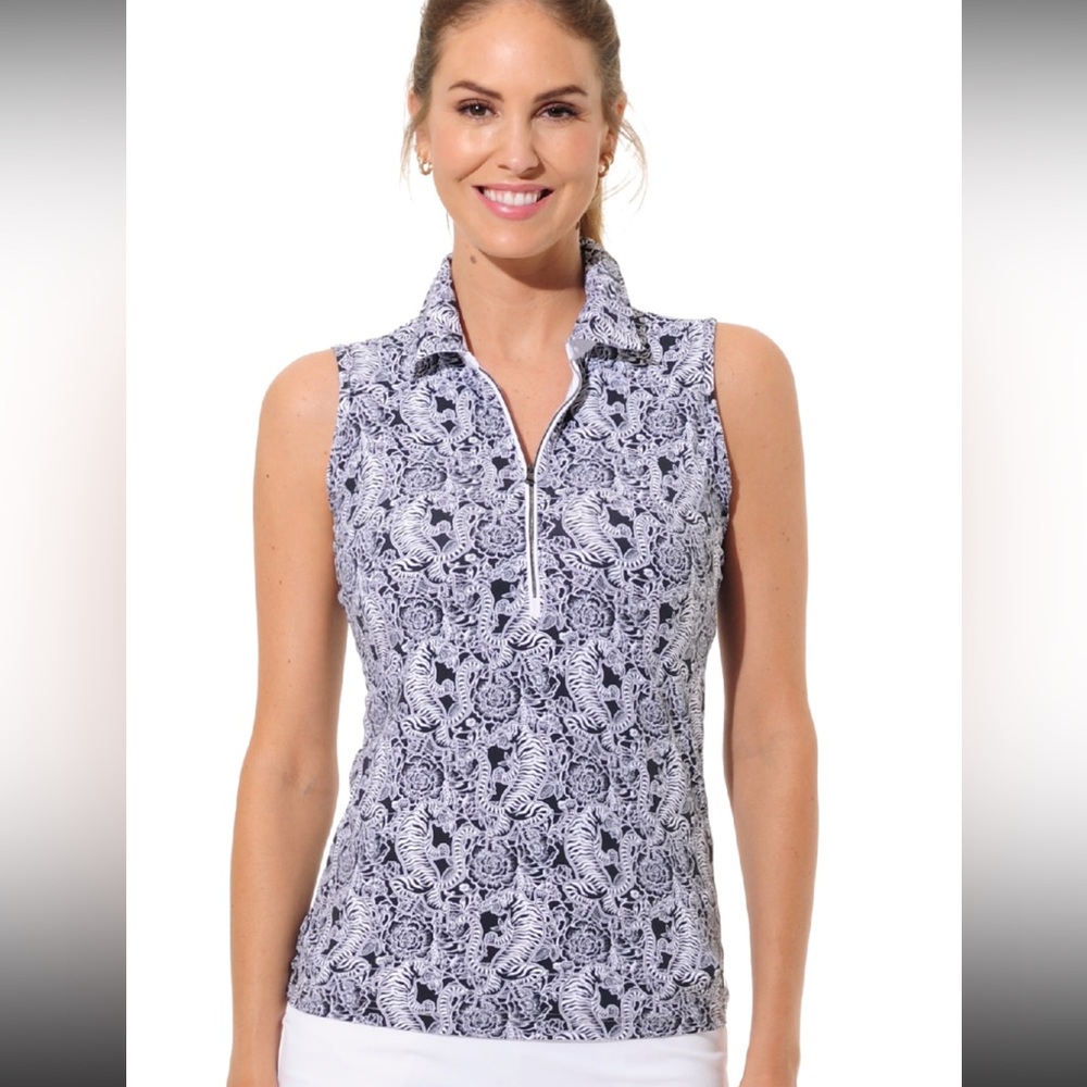 DC Black and White Sleeveless Polo Tank Top